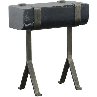 Equestrian Tack Drink Table In White and Natural Grey