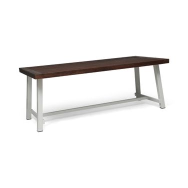 Equilibrium Outdoor Dining Table with Slat Top In Dark Brown