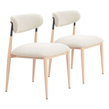 Equinox Armless Dining Chair Set of 2 In Light Gray and Natural