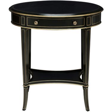 Equinox Oval Side Table In Noir and Gold