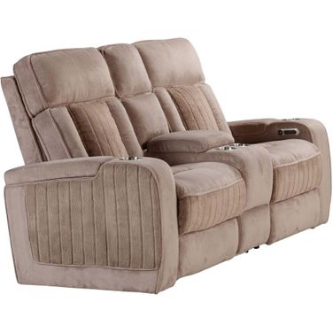 Equinox Power Console Loveseat In Mushroom