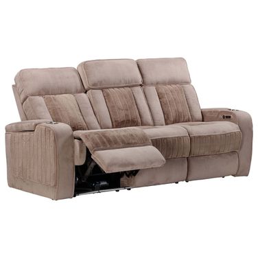 Equinox Power Reclining Sofa with Drop Down Table In Mushroom