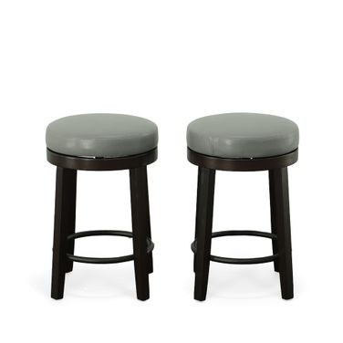 Era Swivel 24 Inch Counter Stool - Set of 2 In Gray and Espresso