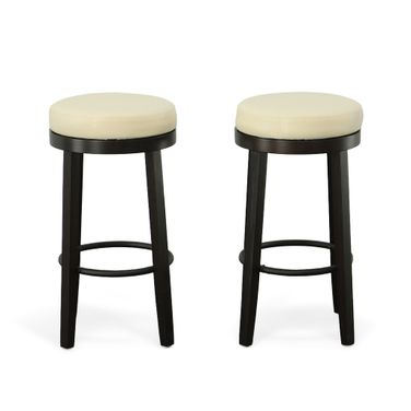 Era Swivel 30 Inch Barstool - Set of 2 In Cream and Espresso