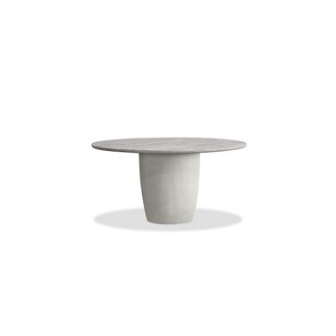 Erden Round Dining Table Silver Taupe Micro Cement Base In Silver Grey
