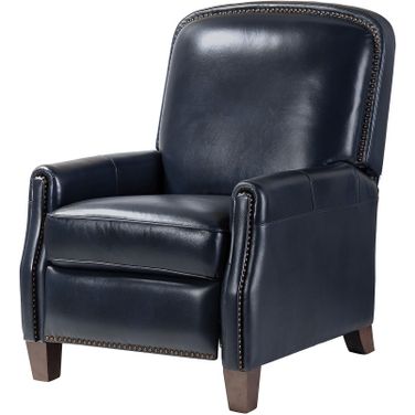 Erendiria Genuine Leather Recliner In Navy