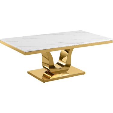 Eric Coffee Table In White Marble and Gold Stainless Steel
