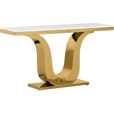 Eric Console Table In White Marble and Gold Stainless Steel