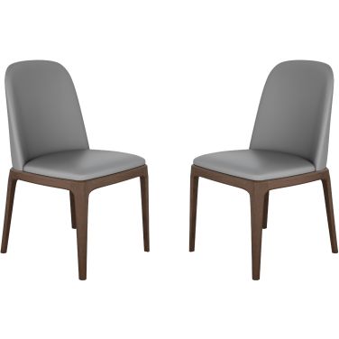 Eric PU Leather Dining Chair Set of 2 In Gray