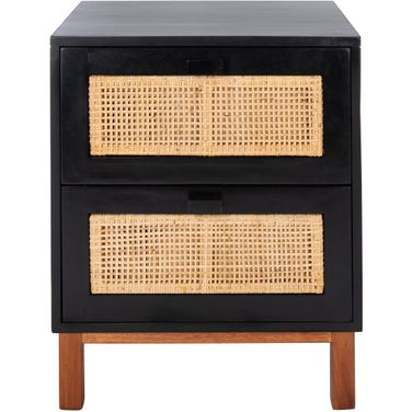 Erica 2 Drawer Nightstand in Black and Natural