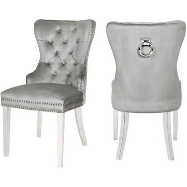 Erica Dining Chair Set of 2 With Stainless Steel Legs In Light Gray