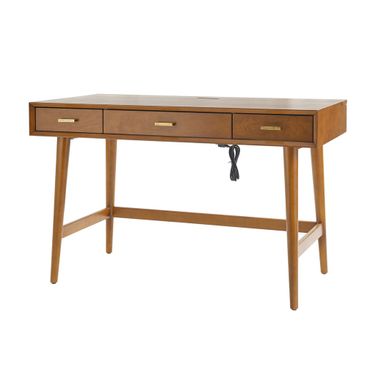 Erich Modern Computer Desk With Usb In Acorn