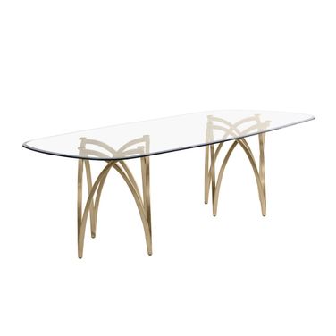 Erick 94 x 46 Inch Glass Dining Table In Gold