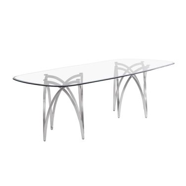 Erick 94 x 46 Inch Glass Dining Table In Silver