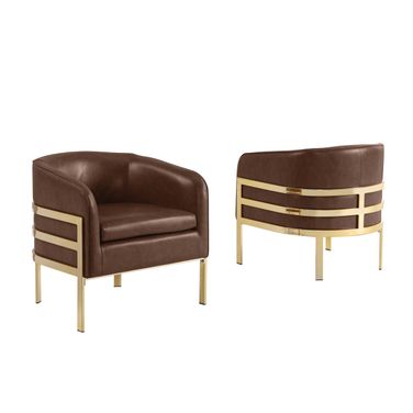Erick Leathaire Barrel Accent Chair in Mocha