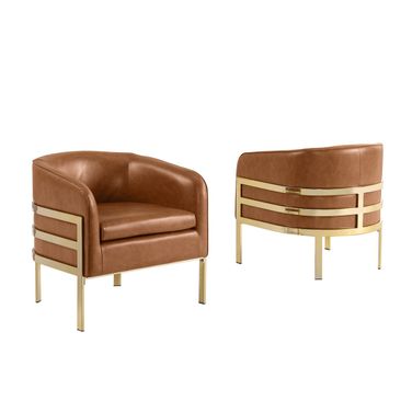 Erick Leathaire Barrel Accent Chair in Toffee
