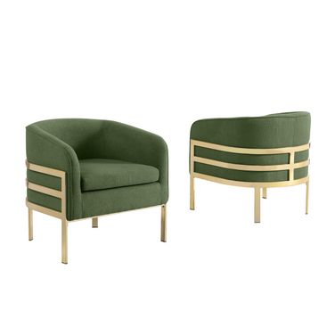 Erick Teddy Fabric Barrel Accent Chair in Green