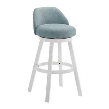 Erika Swivel Bar Height Bar Stool In White and Light Blue