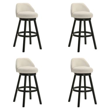 Erika Swivel Bar Height Bar Stool Set of 4 In Black and Cream