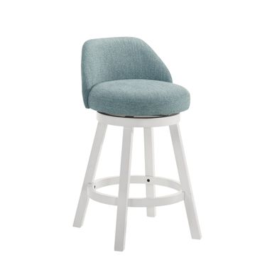 Erika Swivel Counter Height Bar Stool In White and Light Blue