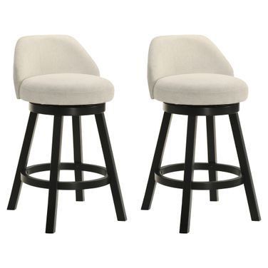 Erika Swivel Counter Height Bar Stool Set of 2 In Black and Cream