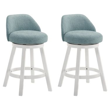 Erika Swivel Counter Height Bar Stool Set of 2 In White and Light Blue