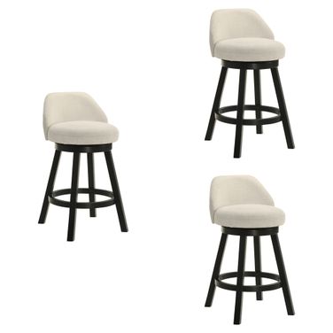 Erika Swivel Counter Height Bar Stool Set of 3 In Black and Cream