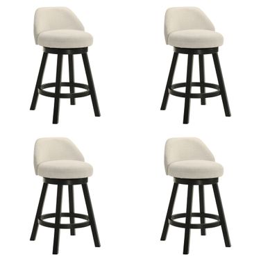 Erika Swivel Counter Height Bar Stool Set of 4 In Black and Cream