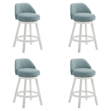 Erika Swivel Counter Height Bar Stool Set of 4 In White and Light Blue