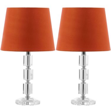 Erin Orange 16 Inch Crystal Cube Lamp Set of 2