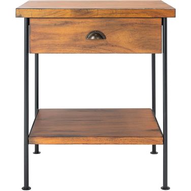 Eris 1 Drawer 1 Shelf Accent Table in Brown and Gold