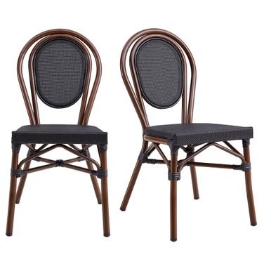 Erlend Stackable Outdoor Side Chair Set of 2 In Brown