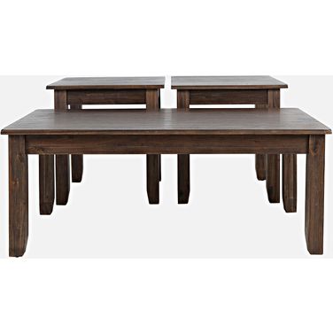 Eros Contemporary 3 Piece Coffee Table Set In Chestnut