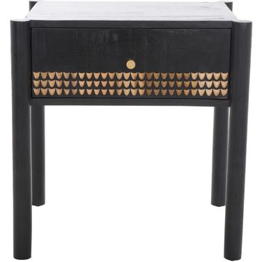 Errington 1 Drawer Nightstand in Black and Gold