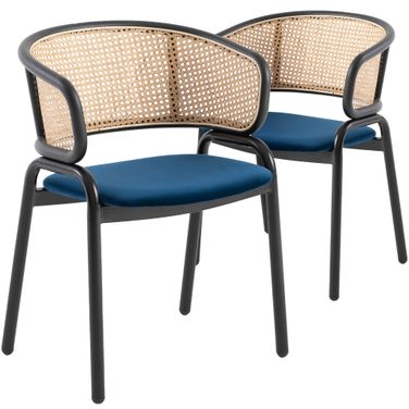 Ervilla Dining Chair Set of 2 In Navy Blue/Black