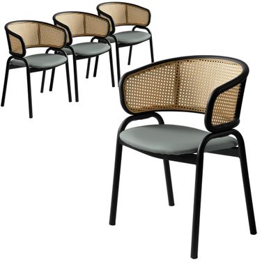 Ervilla Dining Chair Set of 4 In Grey Leather