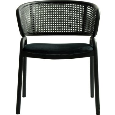 Ervilla Wicker Back Dining Arm Chair In Black