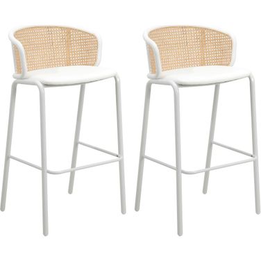 Ervilla Wicker Barstool Set of 2 In White