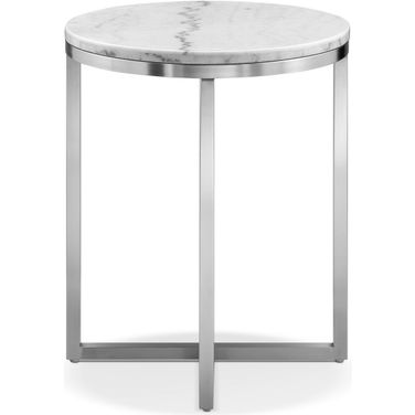 Esme Round End Table In White Marble