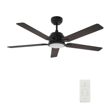 Espear 52 Inch 5-Blade Flush Mount Smart Ceiling Fan with LED Light and Remote In Walnut and Black