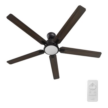 Espear 60 Inch 5-Blade Smart Ceiling Fan with LED Light and Remote In Walnut and Black