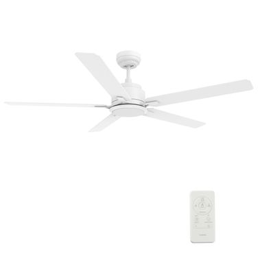Espear 60 Inch 5-Blade Smart Ceiling Fan with LED Light and Remote In White