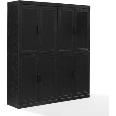 Essen 2 Piece Kitchen Pantry Storage Cabinet Set In Black