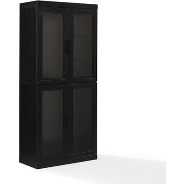 Essen Glass Door Kitchen Pantry Storage Cabinet In Black