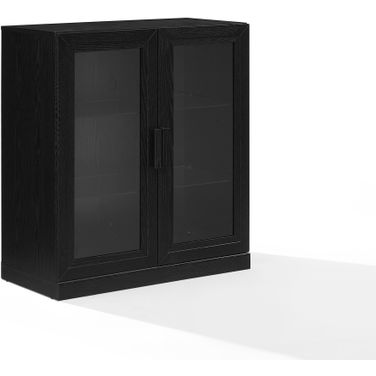 Essen Stackable Glass Door Kitchen Pantry Storage Cabinet In Black