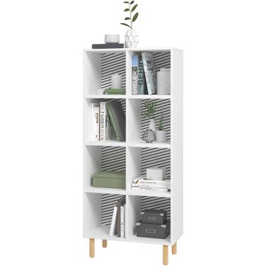 Essex 60.23 Double Bookcase With 8 Shelves In White And Zebra