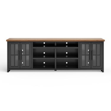 Essex 96 Inch TV Stand Console In Black and Whiskey