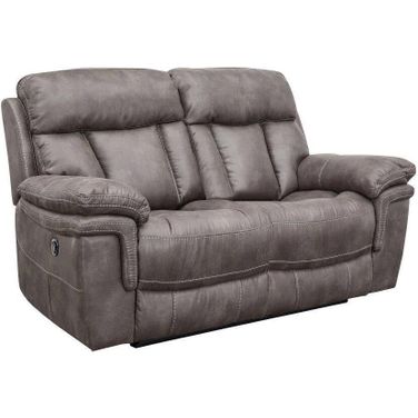 Estelle Power Loveseat In Gunmetal Fabric