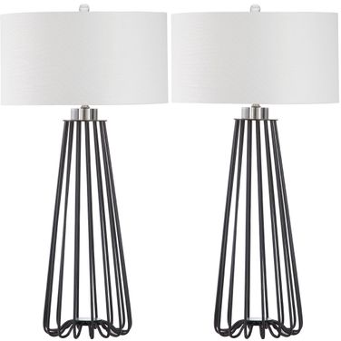 Estill Black Table Lamp with White Shade Set of 2