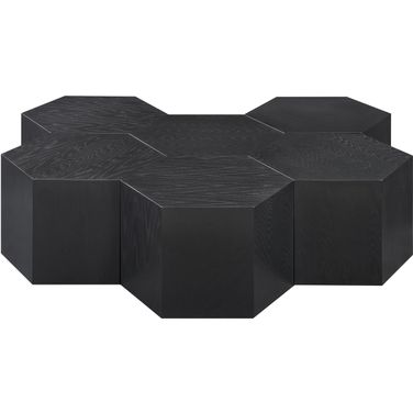 Eternal Oak Wood 7 Piece Modular Coffee Table In Black